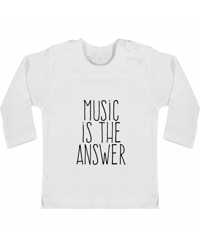 Camiseta Bebé Manga Larga con Botones  Music is the answer manches longues du designer justsayin