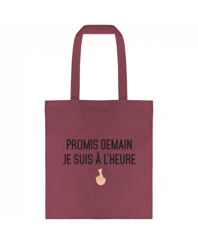 Tote-bag Promis demain je suis à l'heure -white version par tunetoo