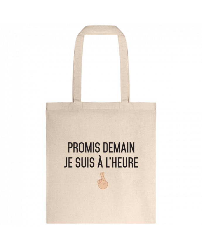 Tote-bag Promis demain je suis à l'heure -white version par tunetoo