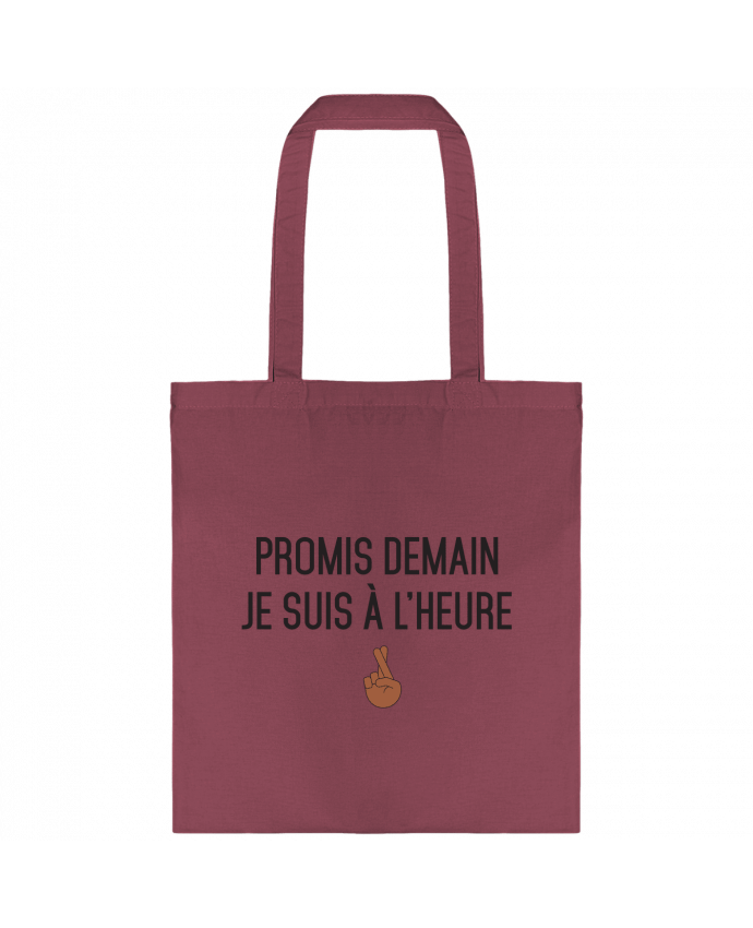 Tote-bag Promis demain je suis à l'heure - black version par tunetoo