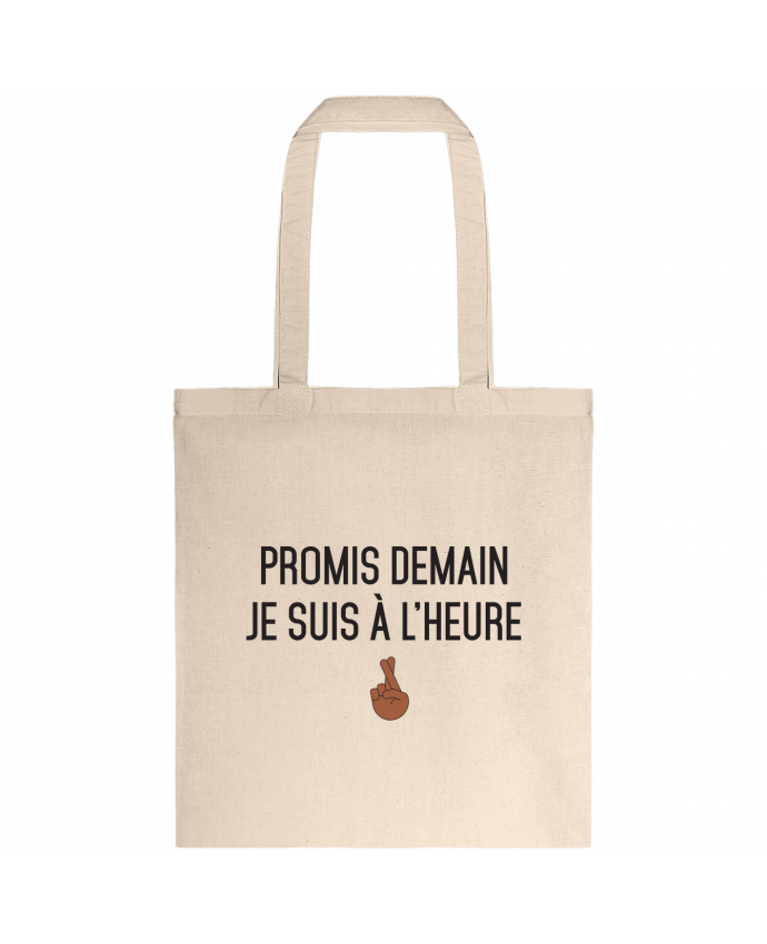 Tote-bag Promis demain je suis à l'heure - black version par tunetoo