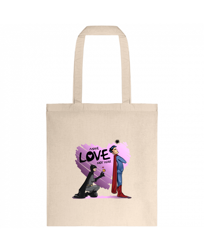 Tote-bag MAKE LOVE NOT WAR (BATMAN VS SUPERMAN) par teeshirt-design.com