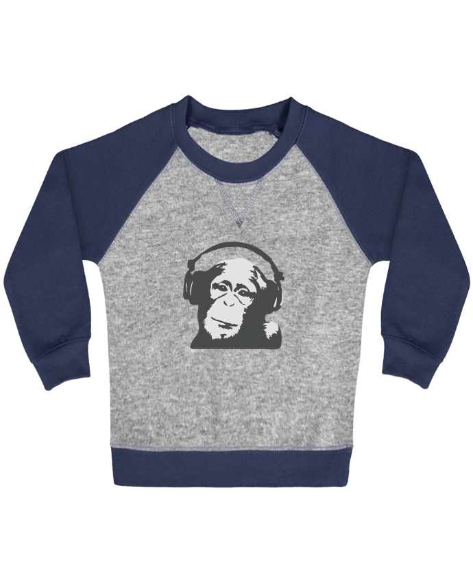 Sudadera Bebé Cuello Redondo Mangas Contraste DJ monkey por justsayin