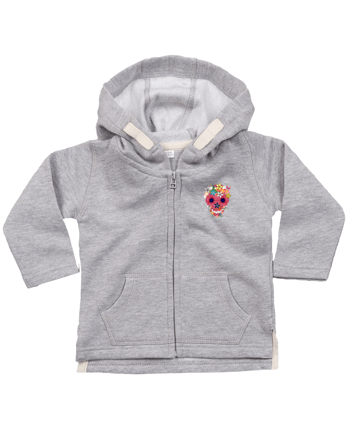 Hoddie with zip for baby Skull flowers by justsayin