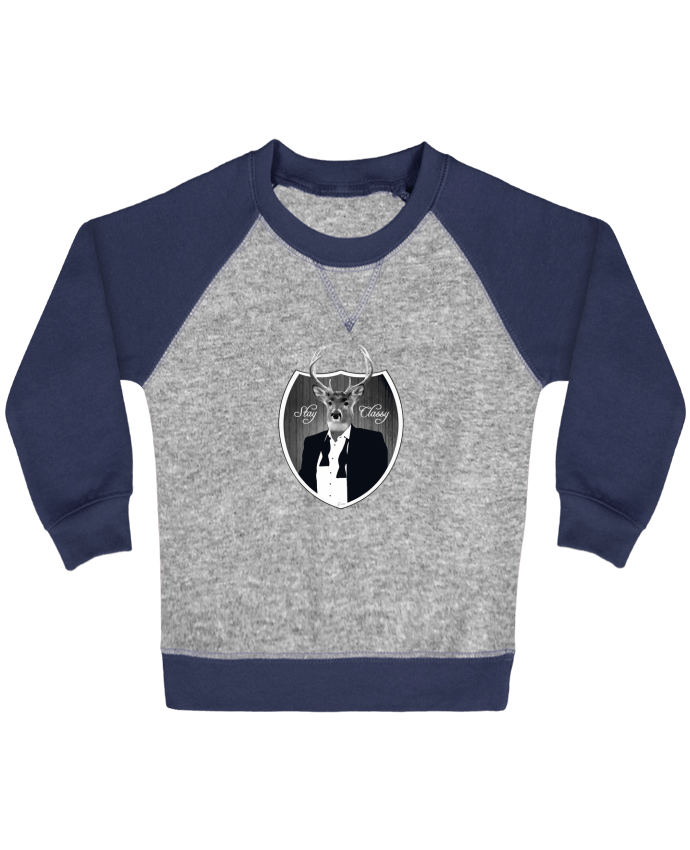 Sweat bébé manches contrastée Cerf Stay classy par justsayin