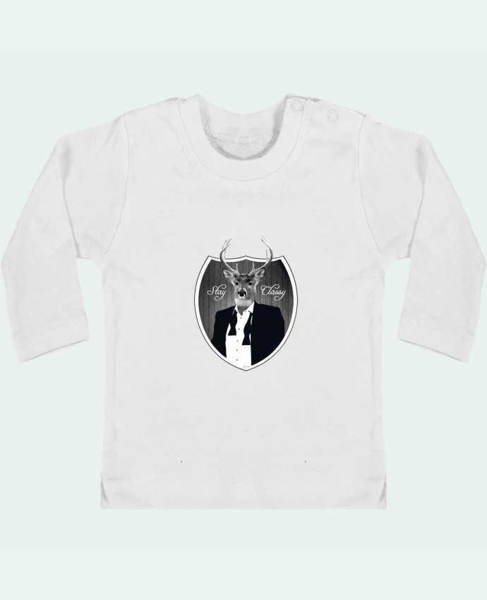 Camiseta Bebé Manga Larga con Botones  Cerf Stay classy manches longues du designer justsayin