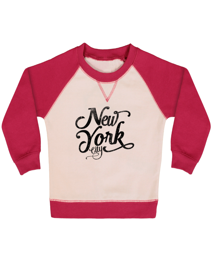 Sweat bébé manches contrastée New York City typographie par justsayin