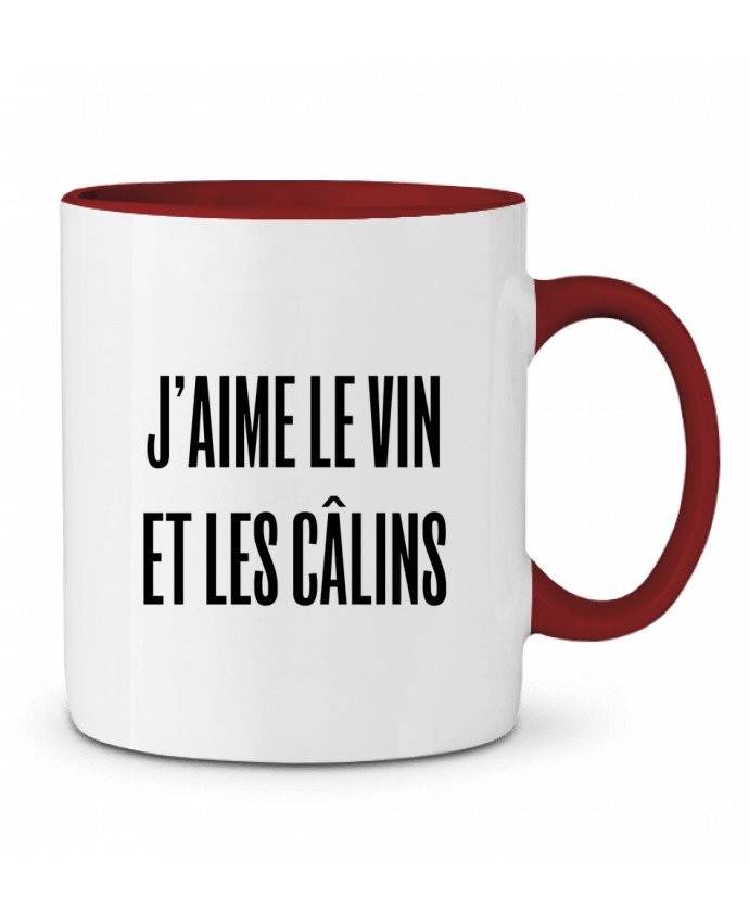 Mug bicolore J'aime le vin et les câlins tunetoo