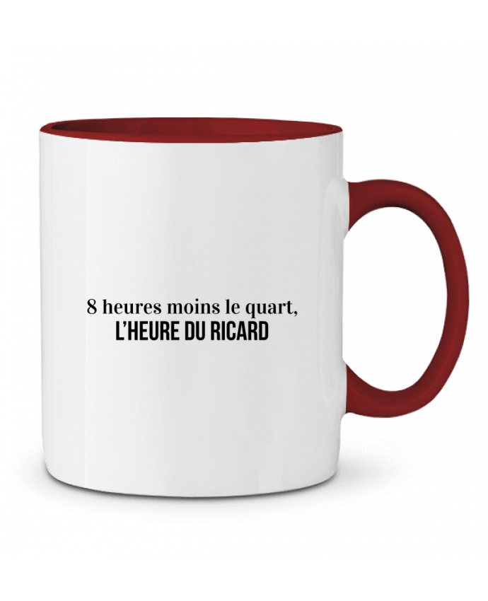 Mug bicolore 8h moins le quart, l'heure du ricard tunetoo