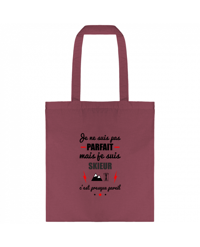 Tote-bag Je ne suis pas parfait mais je suis skieur c'est presque pareil par Benichan