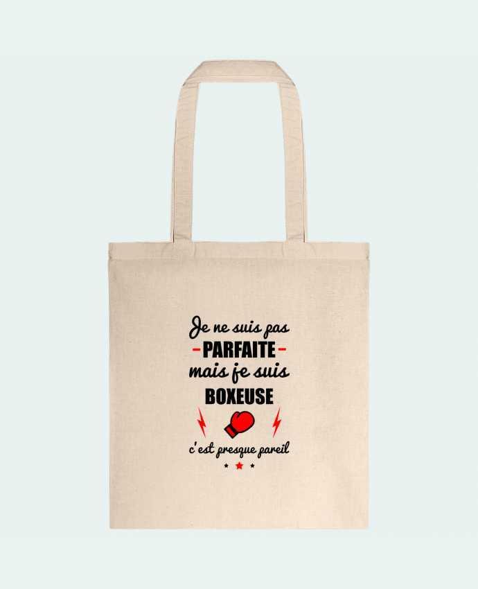 Tote-bag Je ne suis pas parfaite mais je suis boxeuse c'est presque pareil par Benichan