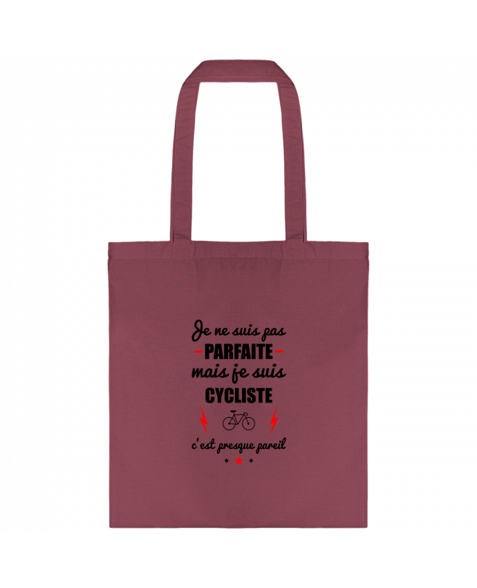 Tote-bag Je ne suis pas parfaite mais je suis cycliste c'est presque pareil par Benichan