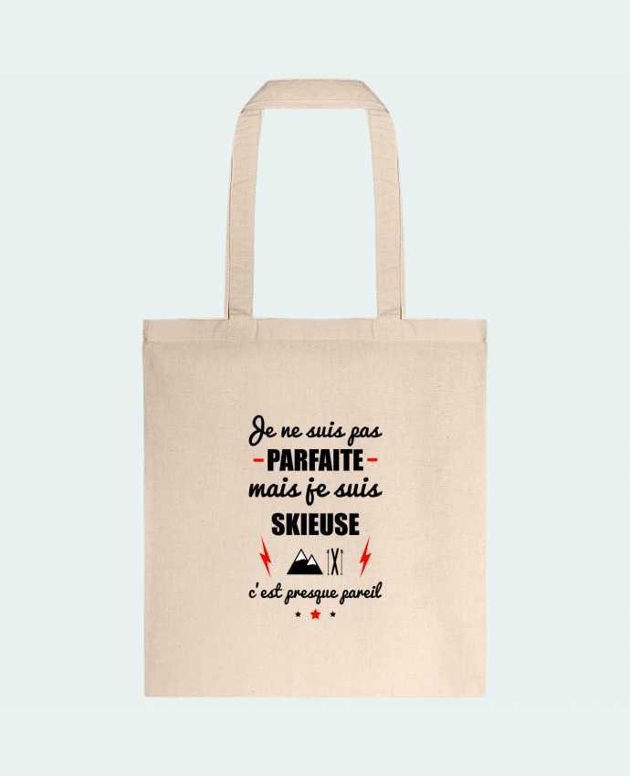 Tote-bag Je ne suis pas parfaite mais je suis skieuse c'est presque pareil par Benichan