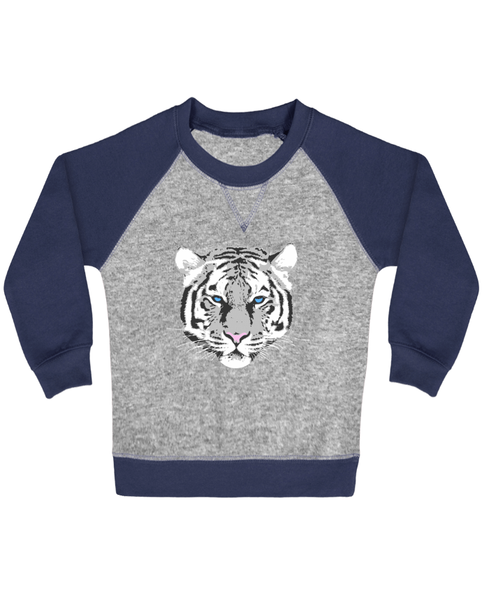 Sweat bébé manches contrastée Tigre blanc par justsayin