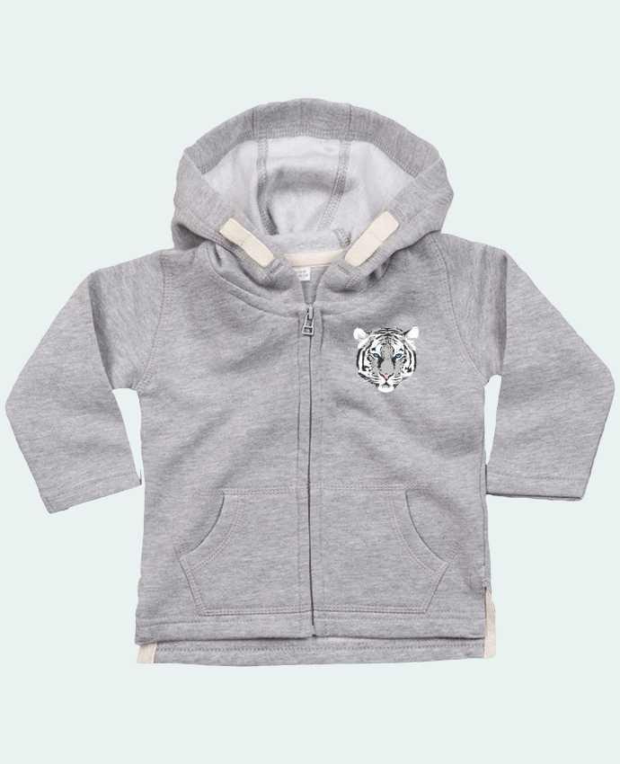 Sweat à capuche bébé zippé Tigre blanc par justsayin