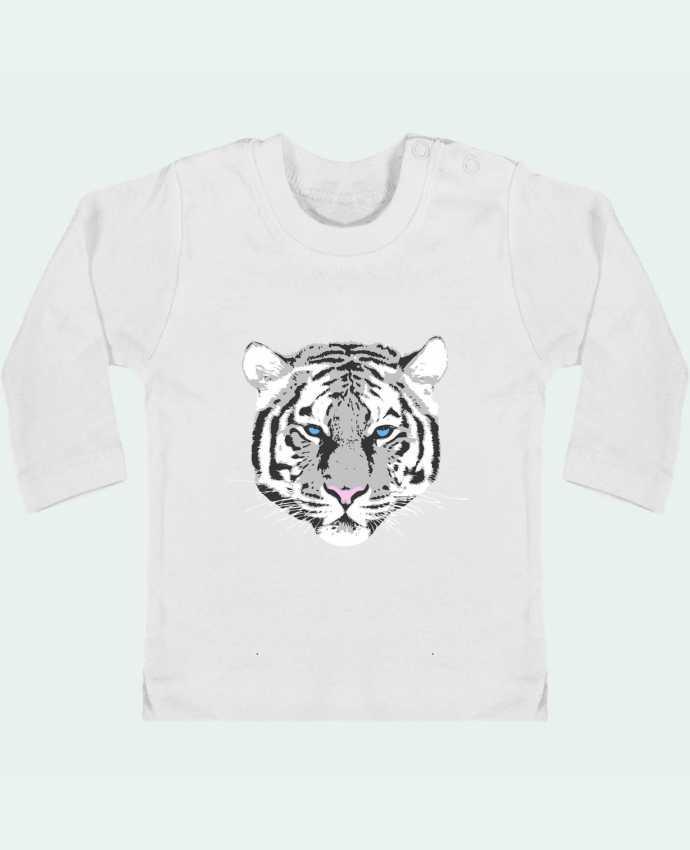Baby T-shirt with press-studs long sleeve Tigre blanc manches longues du designer justsayin