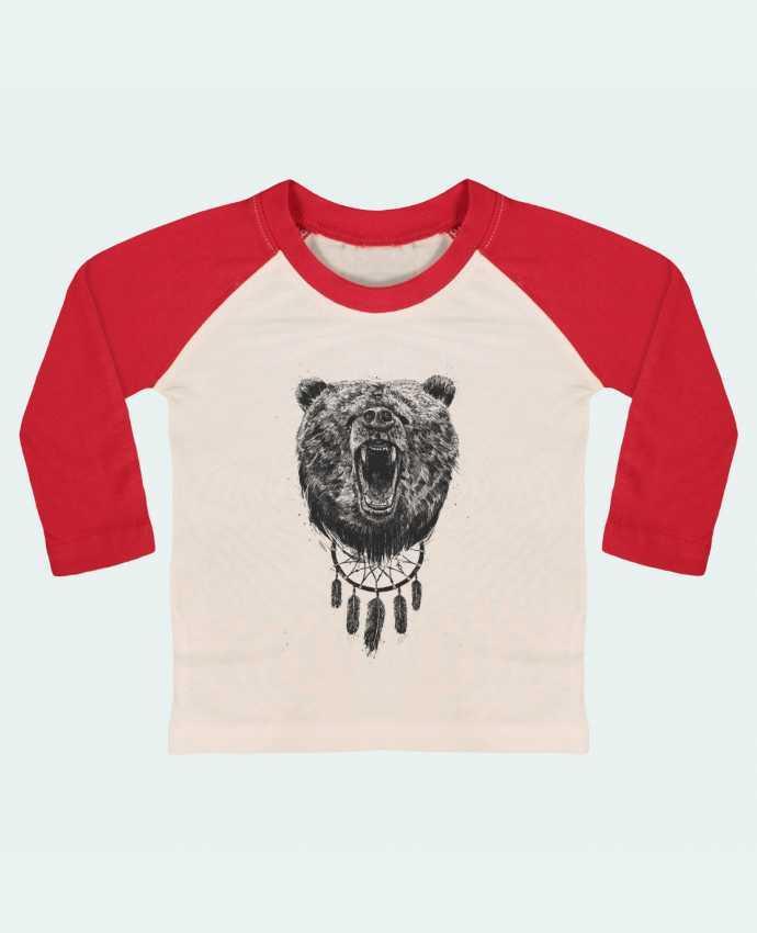 T-shirt baby Baseball long sleeve Angry bear with antlers by Balàzs Solti
