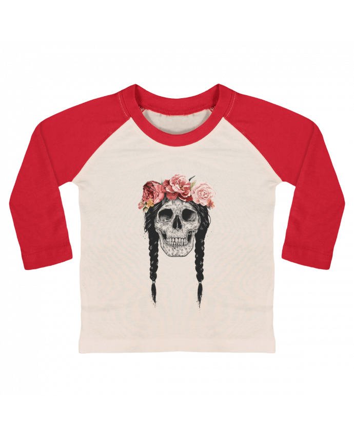 Camiseta Bebé Béisbol Manga Larga Festival Skull por Balàzs Solti