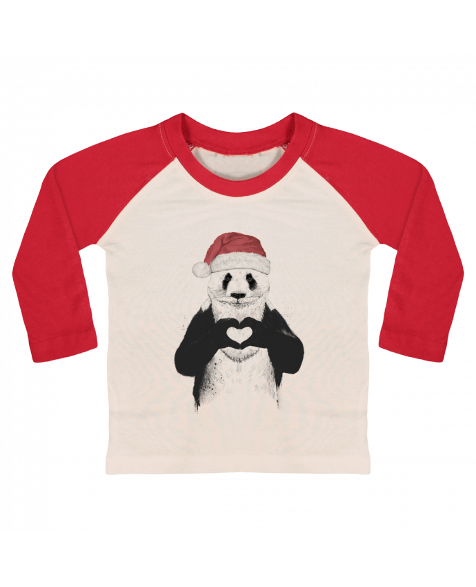 Camiseta Bebé Béisbol Manga Larga Santa Panda por Balàzs Solti