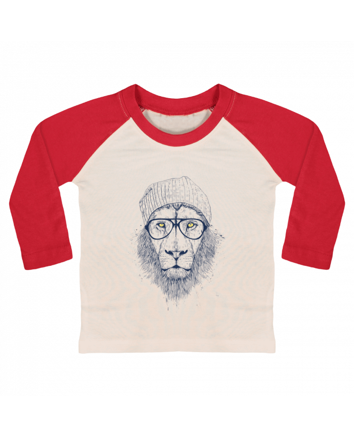 Camiseta Bebé Béisbol Manga Larga Cool Lion por Balàzs Solti