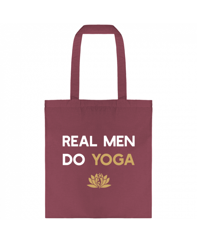 Tote Bag cotton Real men do yoga by Original t-shirt