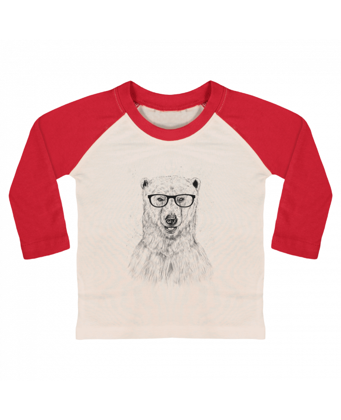 Camiseta Bebé Béisbol Manga Larga Geek Bear por Balàzs Solti