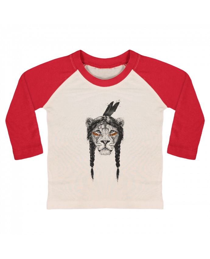 Camiseta Bebé Béisbol Manga Larga warrior_lion por Balàzs Solti