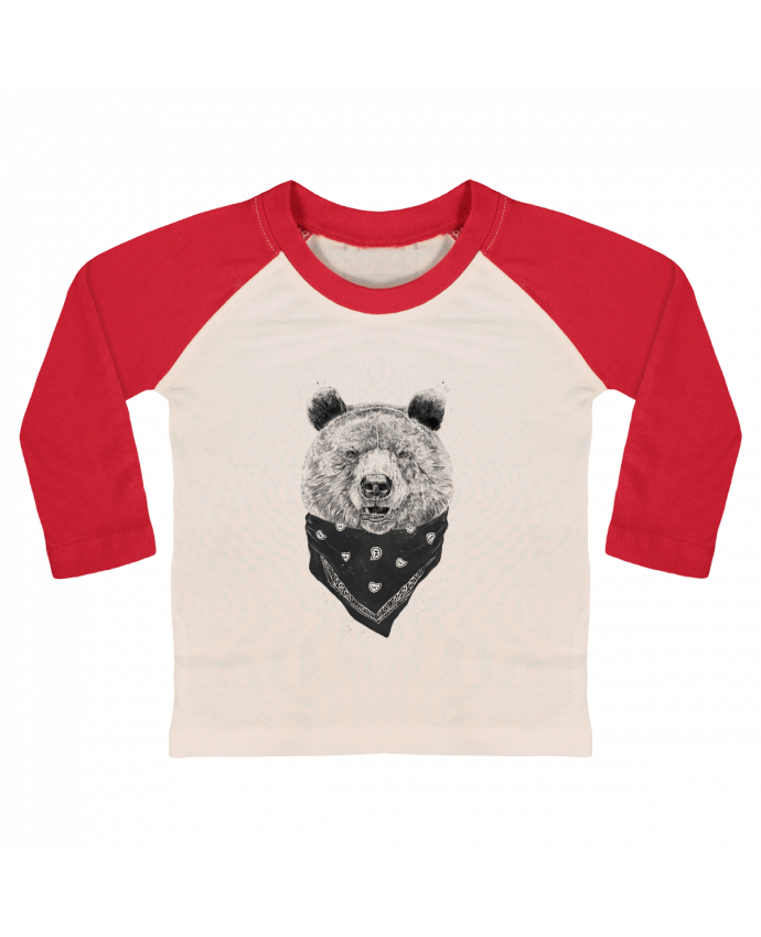 Camiseta Bebé Béisbol Manga Larga wild_bear por Balàzs Solti
