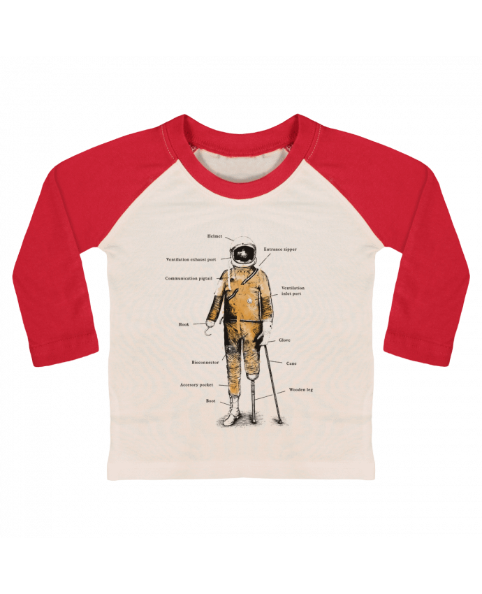 T-shirt baby Baseball long sleeve Astropirate with text by Florent Bodart
