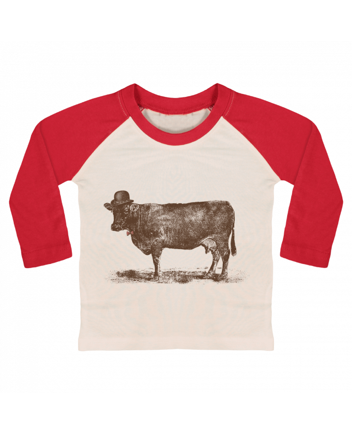 T-shirt baby Baseball long sleeve Cow Cow Nut by Florent Bodart
