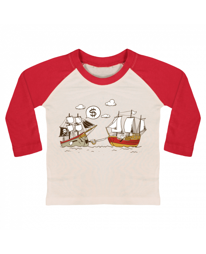 T-shirt baby Baseball long sleeve Pirate by flyingmouse365