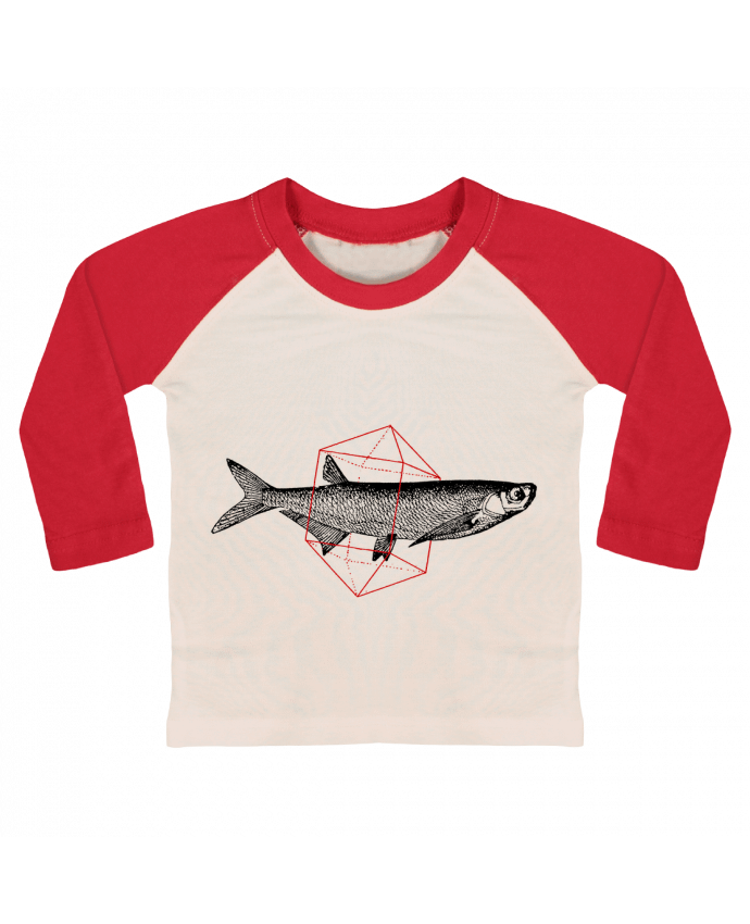 T-shirt baby Baseball long sleeve Fish in geometrics by Florent Bodart