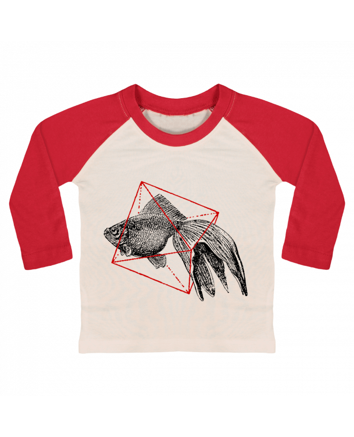 T-shirt baby Baseball long sleeve Fish in geometrics II by Florent Bodart