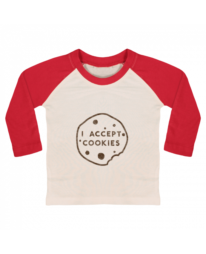 T-shirt baby Baseball long sleeve I accept cookies by Florent Bodart