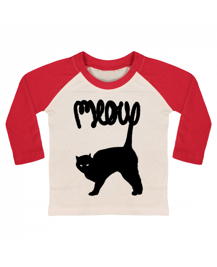 Camiseta Bebé Béisbol Manga Larga Meow por Florent Bodart
