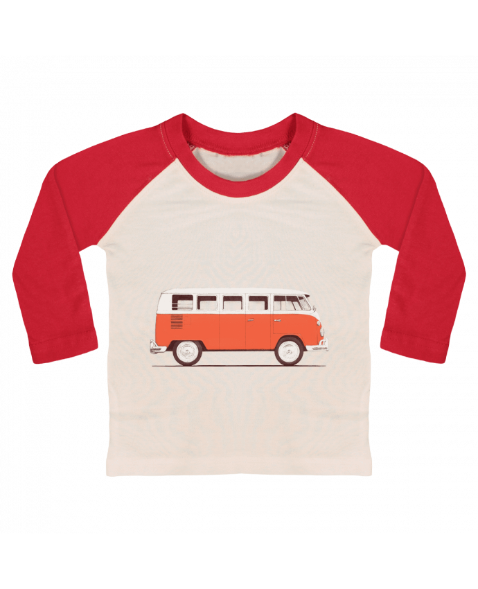 T-shirt baby Baseball long sleeve Red Van by Florent Bodart