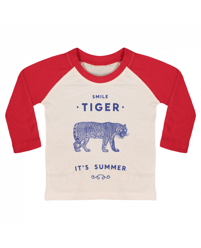 T-shirt baby Baseball long sleeve Smile Tiger by Florent Bodart
