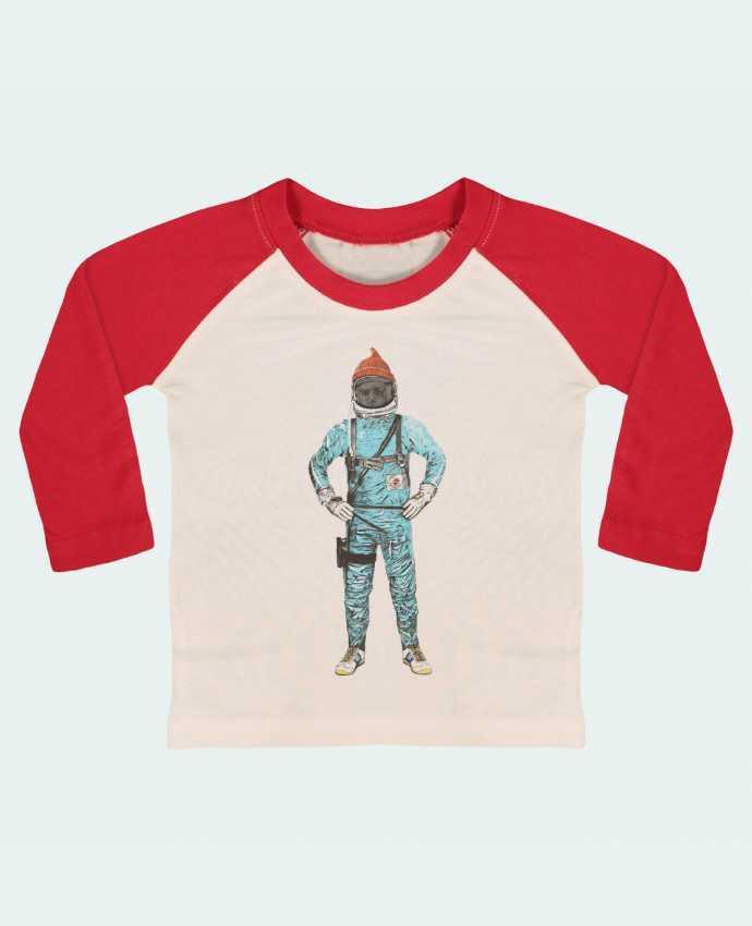 T-shirt baby Baseball long sleeve Zissou in space by Florent Bodart