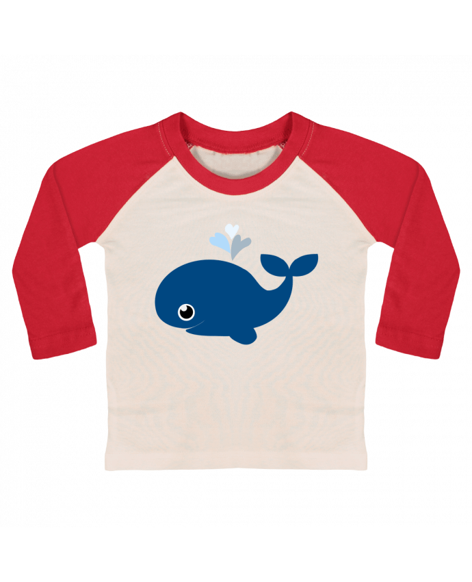 Camiseta Bebé Béisbol Manga Larga Baleine coeur por WBang