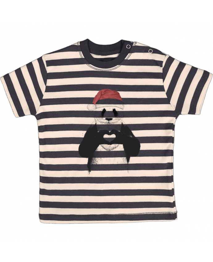Tee-shirt bébé à rayures Santa Panda par Balàzs Solti