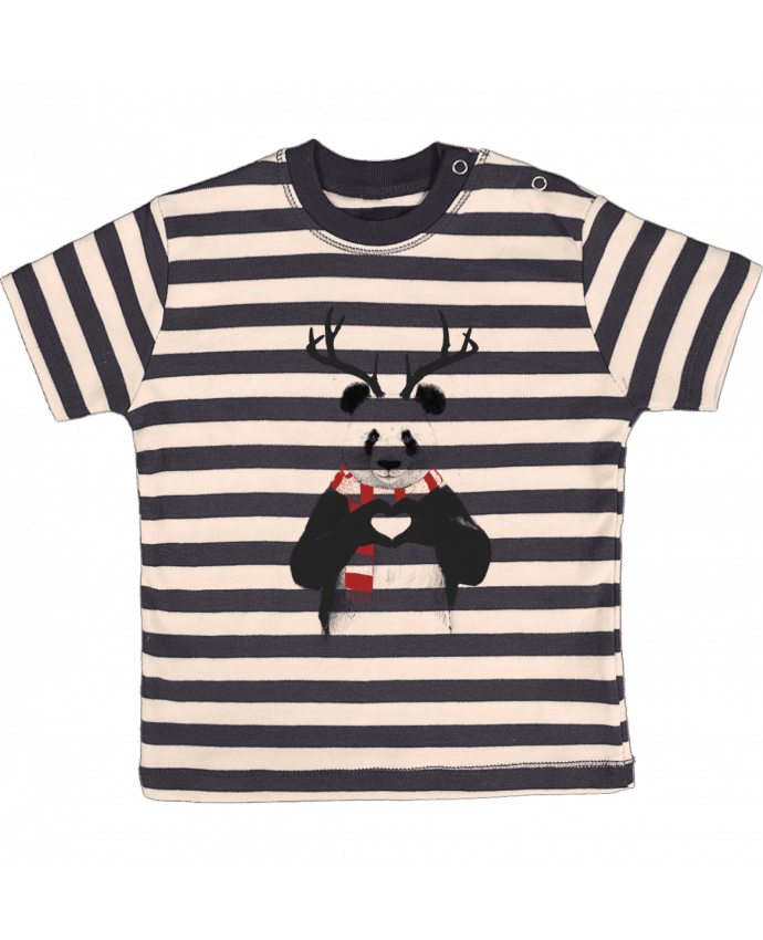T-shirt baby with stripes X-mas Panda by Balàzs Solti