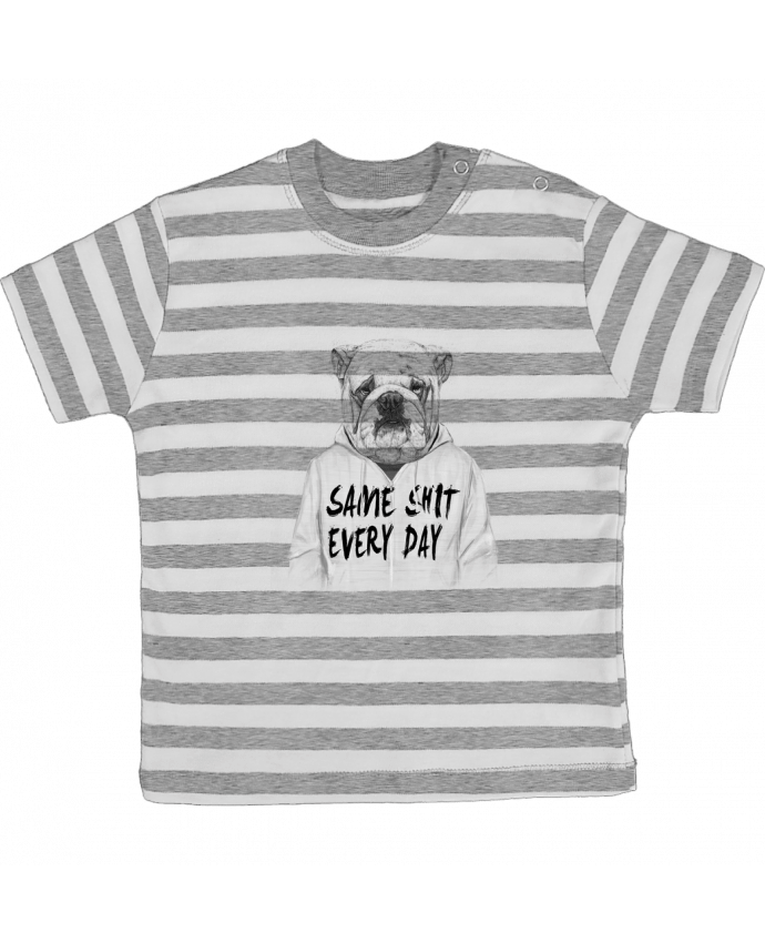 Tee-shirt bébé à rayures Same shit every day par Balàzs Solti