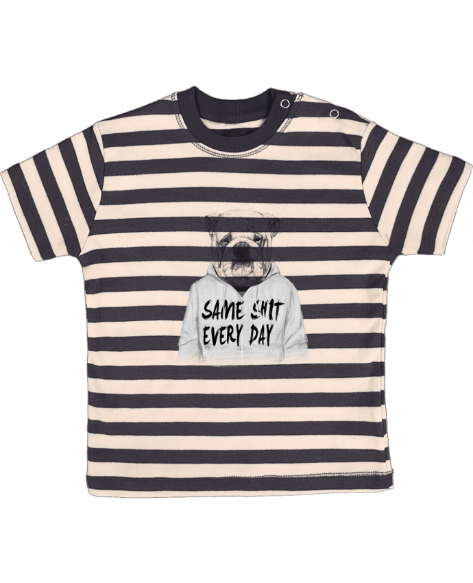 Tee-shirt bébé à rayures Same shit every day par Balàzs Solti