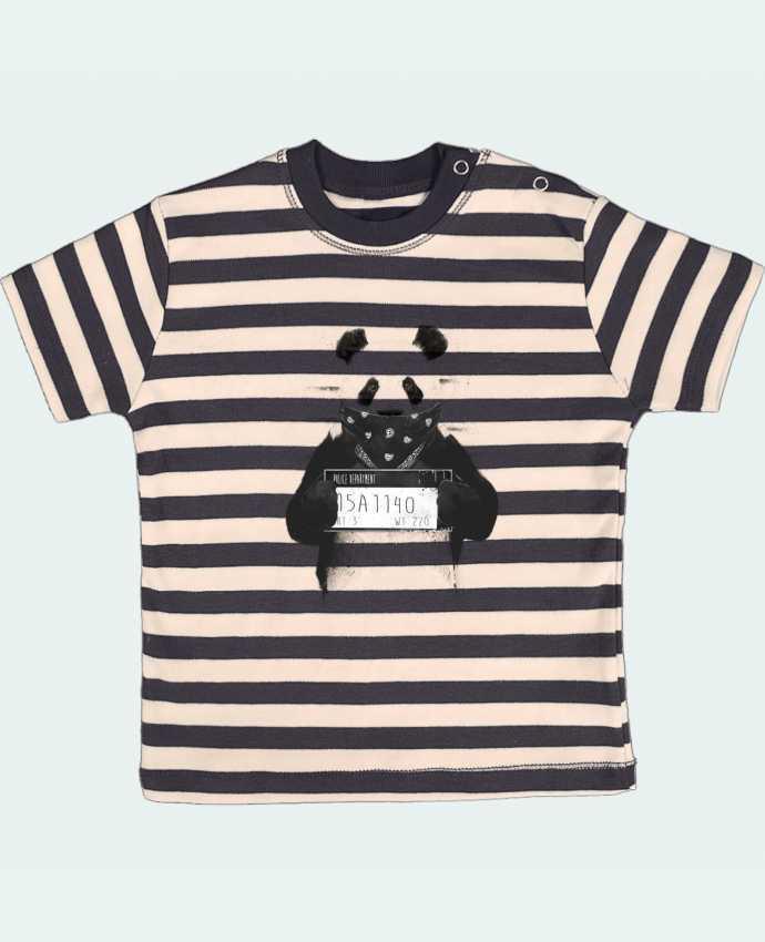 T-shirt baby with stripes Bad panda by Balàzs Solti