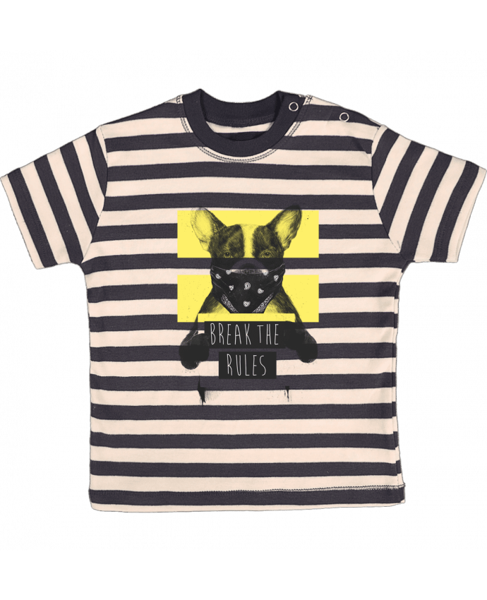 Camiseta Bebé a Rayas rebel_dog_yellow por Balàzs Solti