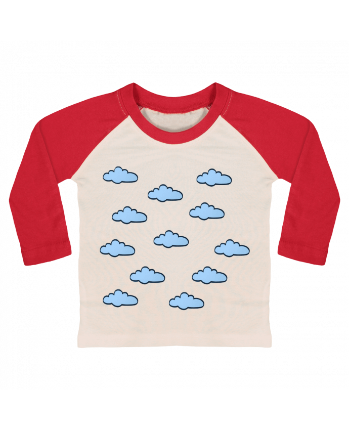 Tee-shirt Bébé Baseball ML Nuages bleus par SuzonCreations