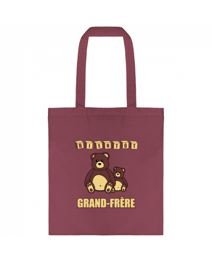 Bolsa de Tela de Algodón Bientôt Grand-Frère avec ours en peluche mignon por Benichan