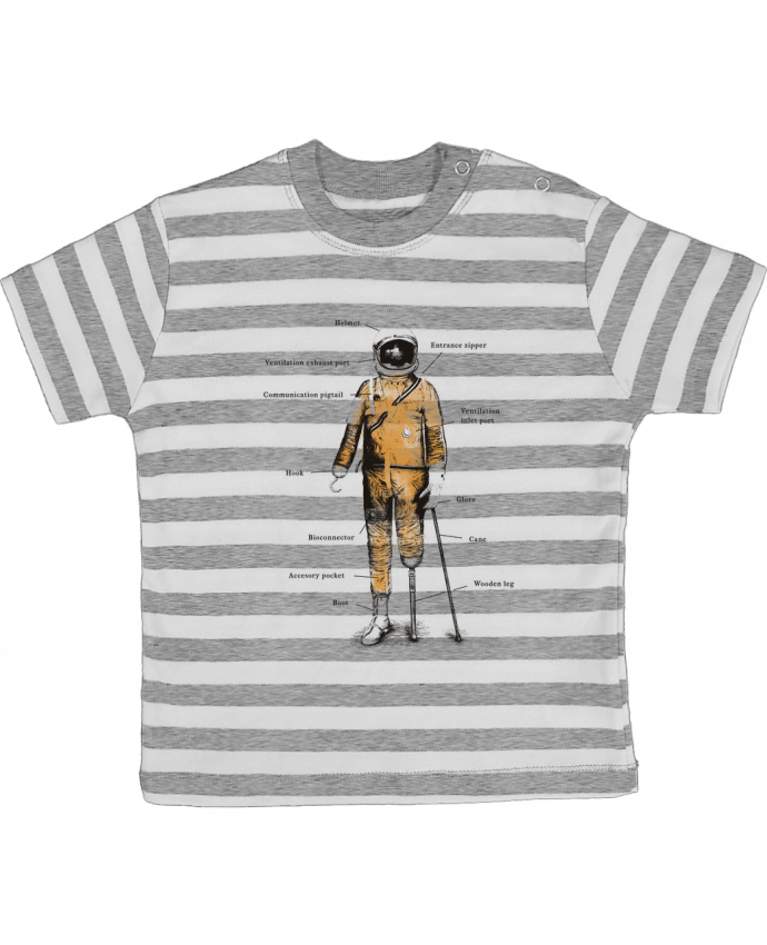Tee-shirt bébé à rayures Astropirate with text par Florent Bodart