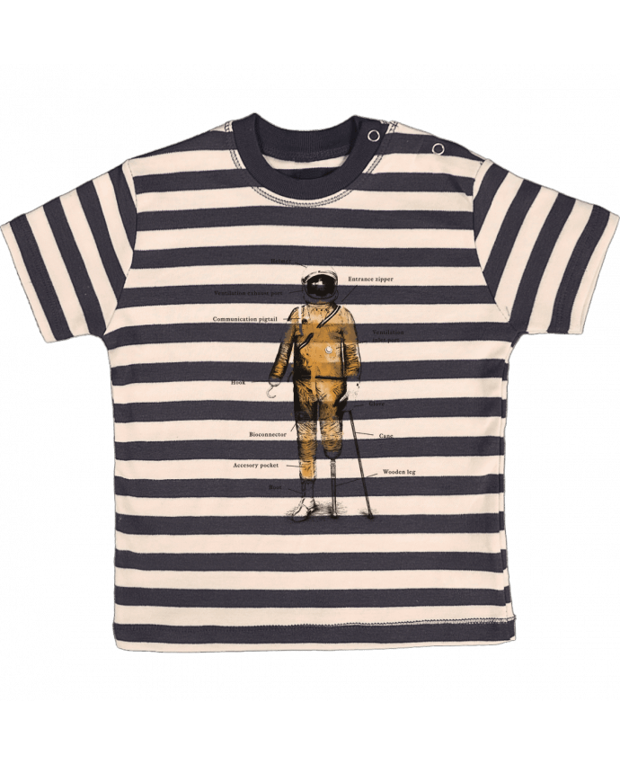 T-shirt baby with stripes Astropirate with text by Florent Bodart