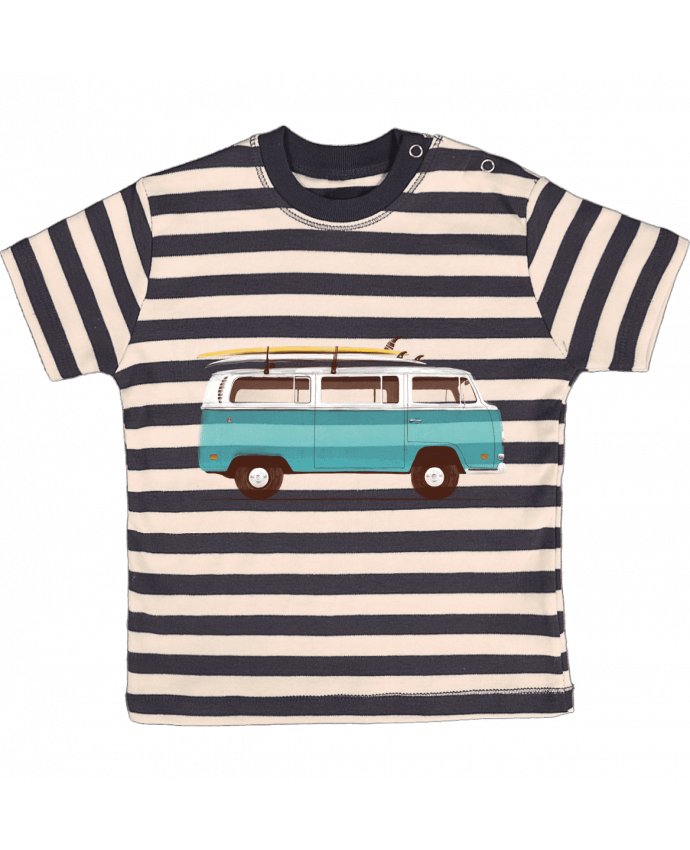 T-shirt baby with stripes Blue van by Florent Bodart